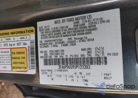 2018 Ford Fusion Hybrid S z USA, uszkodzony, nr VIN 3FA6P0UU9JR122303
